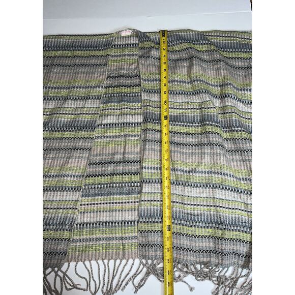 Free People Shawl Women’s One Size Multicolor Striped Knit Wrap Poncho Kimono - Picture 9 of 13